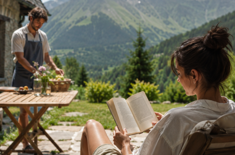 Disfrutar del verano en una terraza de montaña